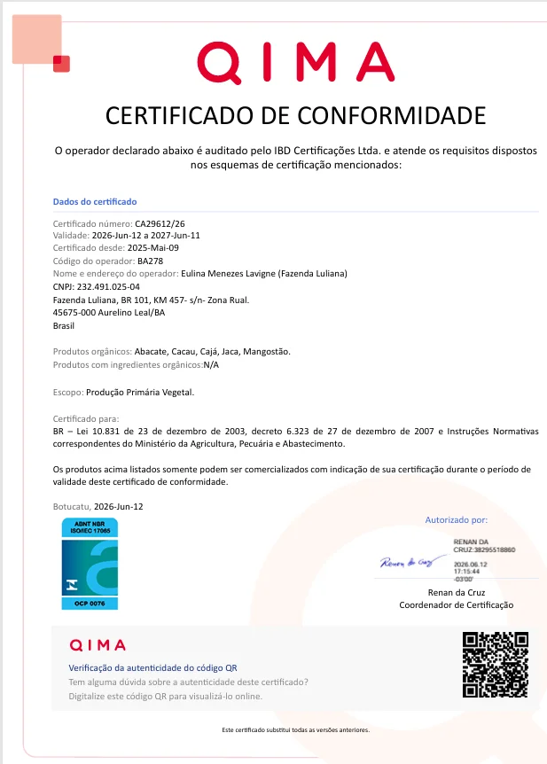 Certificação Orgânica Brasil - QIMA / IBD