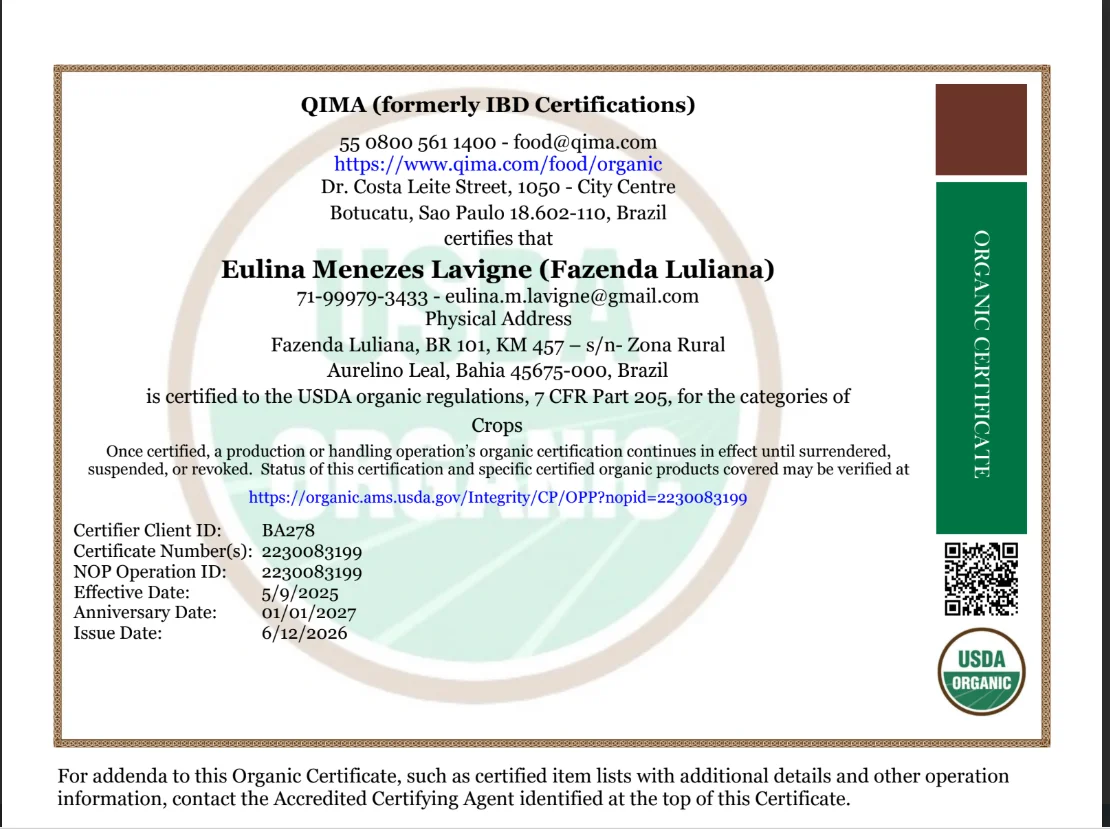 Certificação USDA Organic - Estados Unidos